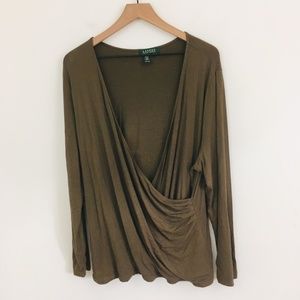 Ralph Lauren Faux Wrap Drape Top